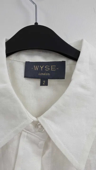 Wyse - White Thomasina Linen Shirt - White Size: Uk 10