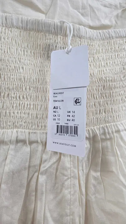 Seafolly - Ecru Piped Maxi Dress Size: L