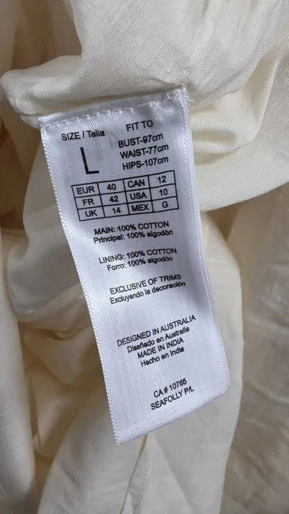 Seafolly - Ecru Piped Maxi Dress Size: L