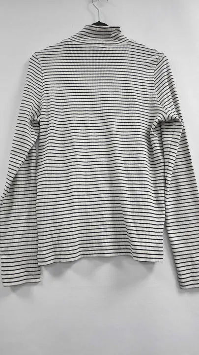 Whistles - Stripe Rib Detail Polo Top - Multi Size: Uk 10