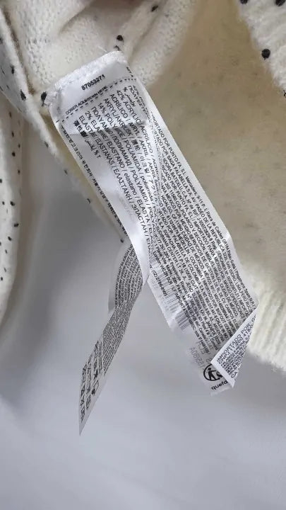 Mango - White Polka-dot Round Neck Jumper Size: Xs