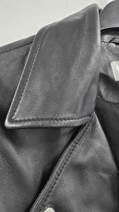 Reiss - Black Geo Leather Biker Jacket - Black Size: Uk 4