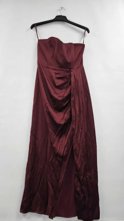 Sosandar - Burgundy Satin Maxi Dress - Red Size: Uk 10