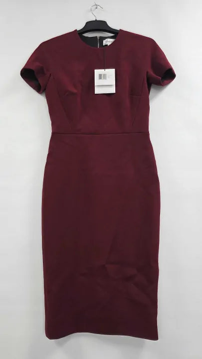 Victoria Beckham - Burgundy T-shirt Fitted Dress - Red Size: Uk 12