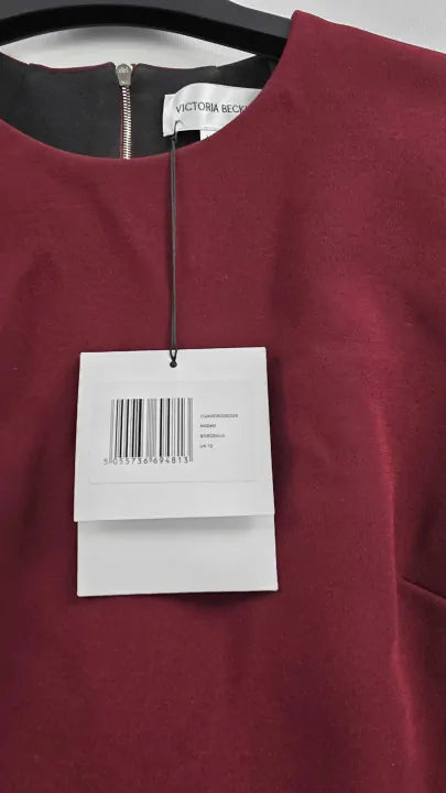 Victoria Beckham - Burgundy T-shirt Fitted Dress - Red Size: Uk 12