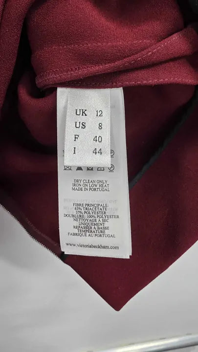 Victoria Beckham - Burgundy T-shirt Fitted Dress - Red Size: Uk 12