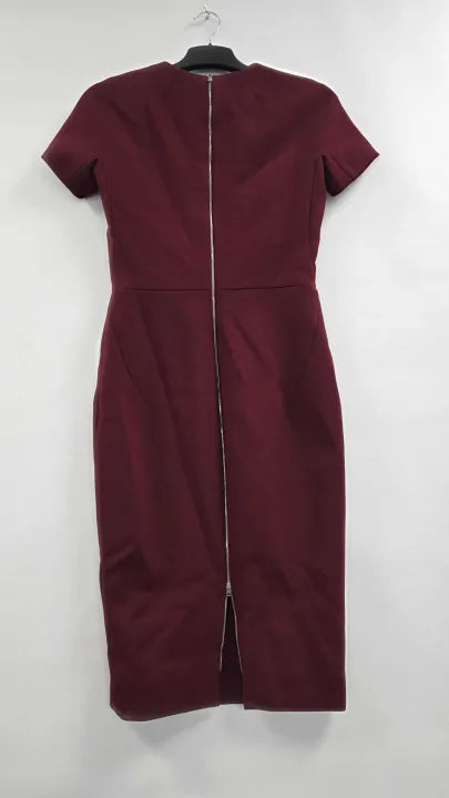 Victoria Beckham - Burgundy T-shirt Fitted Dress - Red Size: Uk 12
