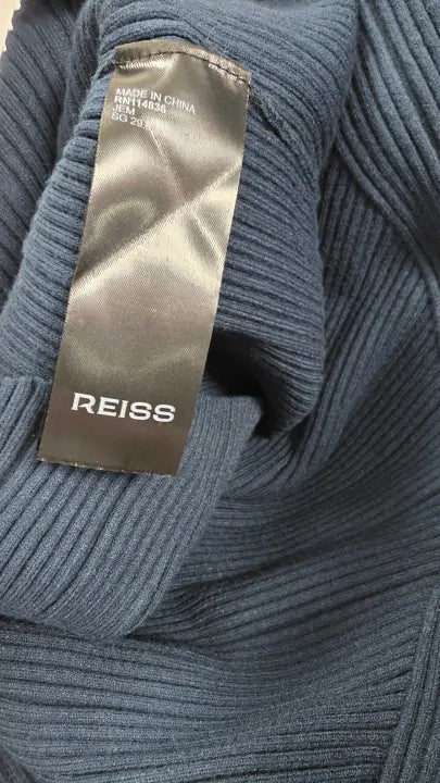 Reiss - Navy Jem Knitted Asymmetric Midi Dress - Green Size: Xs