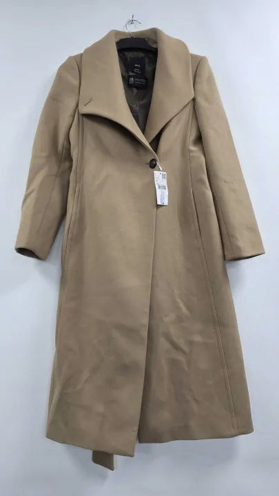 Mango - Tan Wool Blend Belted Trench Coat - Brown Size: Xs