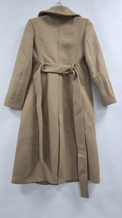 Mango - Tan Wool Blend Belted Trench Coat - Brown Size: Xs