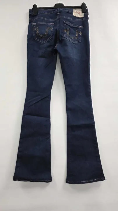 True Religion - Dark Blue Becca Crystal Bootcut Jeans - Blue Size: 26