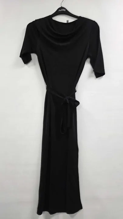 & Other Stories - Black Belted Waterfall Dress - Black Size: Xs