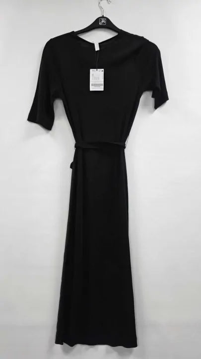 & Other Stories - Black Belted Waterfall Dress - Black Size: Xs