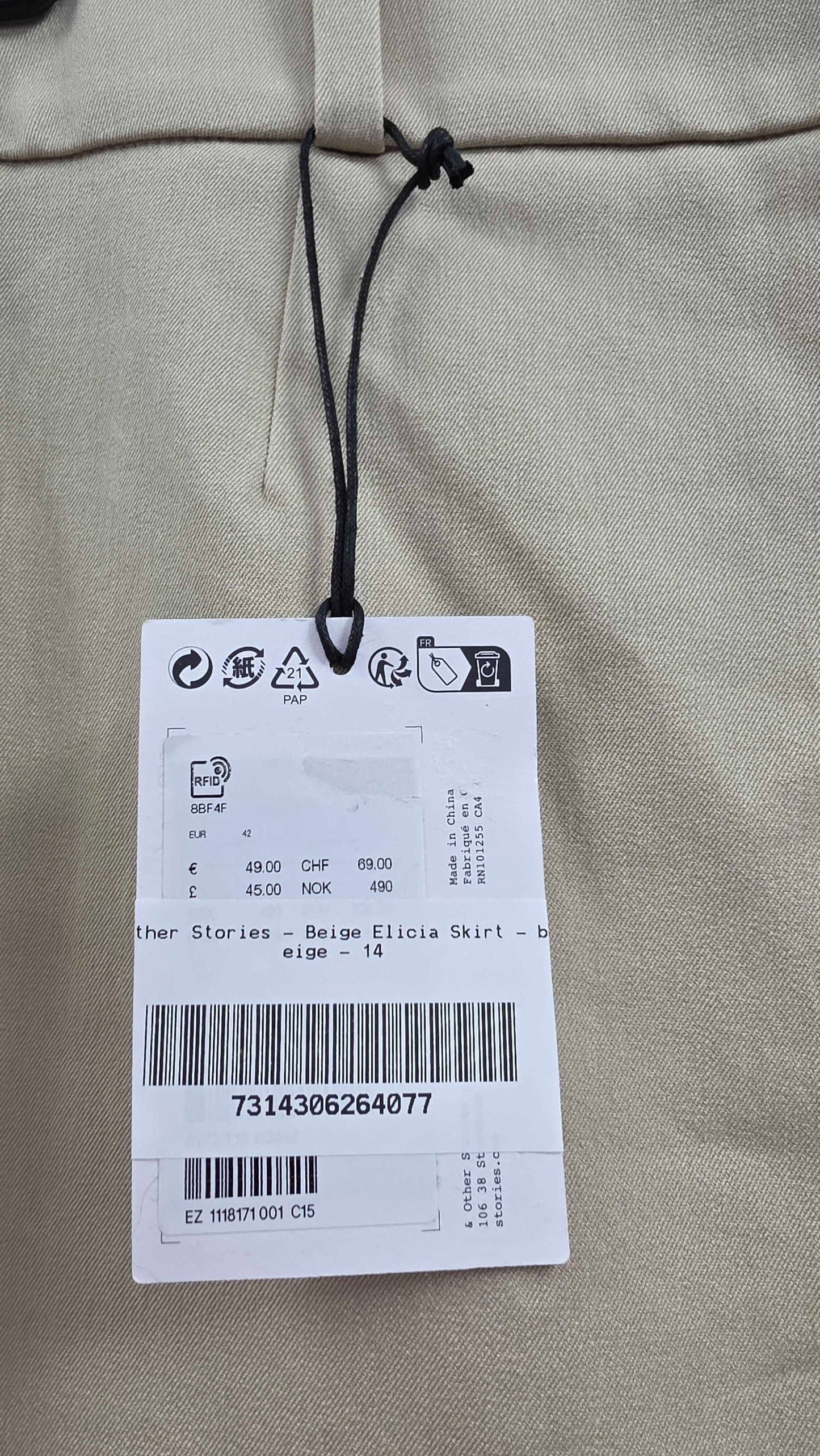 & Other Stories - Beige Elicia Skirt - Beige Size: Uk 14