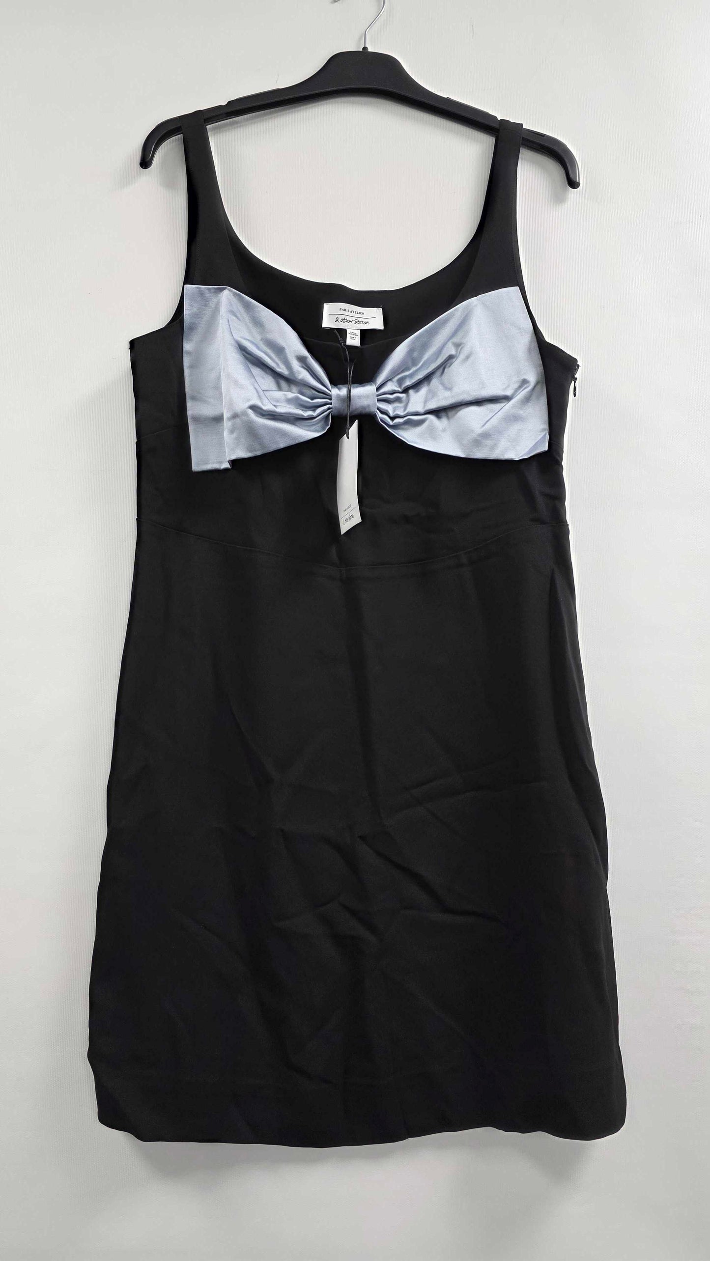 & Other Stories - Black Mini Bow Detail Dress - Black Size: Uk 12