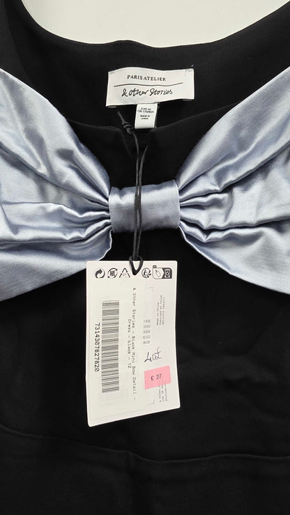 & Other Stories - Black Mini Bow Detail Dress - Black Size: Uk 12
