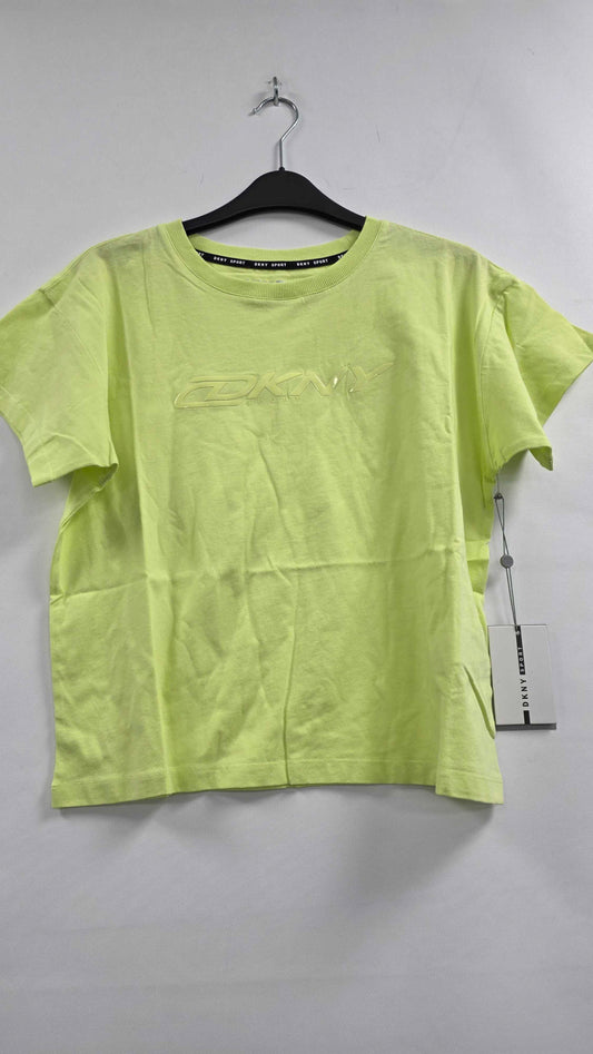 Dkny - Sunny Lime Mirror Logo Boxy Cropped Tee - Green Size: S