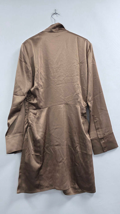 & Other Stories - Brown Satin Bow Mini Dress - Beige Size: Uk 8