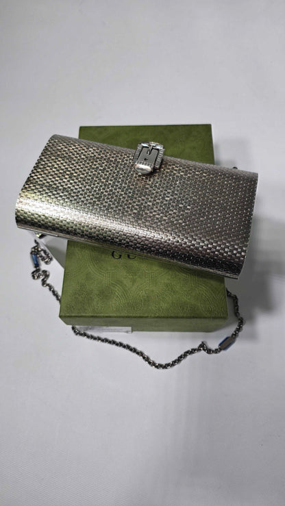 Gucci Silver Metal Shoulder Bag Silvery Size: *