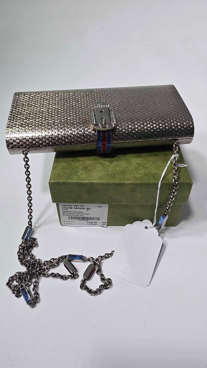 Gucci Silver Metal Shoulder Bag Silvery Size: *