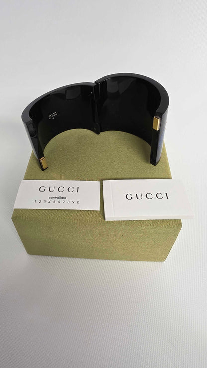 Gucci Crystal Gg Cuff Bracelet In Black Size: *