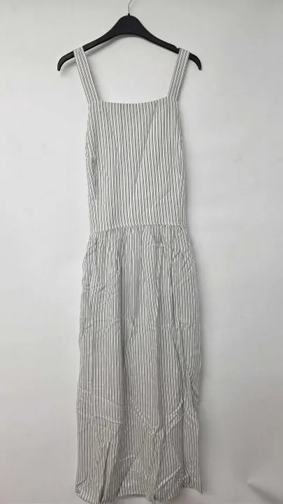 Whistles - Ivory Luna Stripe Midi Dress - White Size: Uk 18