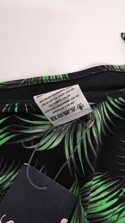 Sosandar - Palm Print Figure-flattering Tie Side Bikini Bottoms - Multi Size: Uk 10