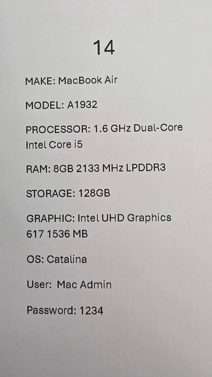 Macbook Air A1932 Size: -