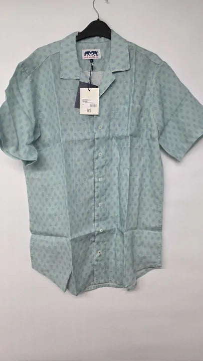 Love Brand & Co - Men's Palm Days Arawak Linen Shirt - Green Size: L