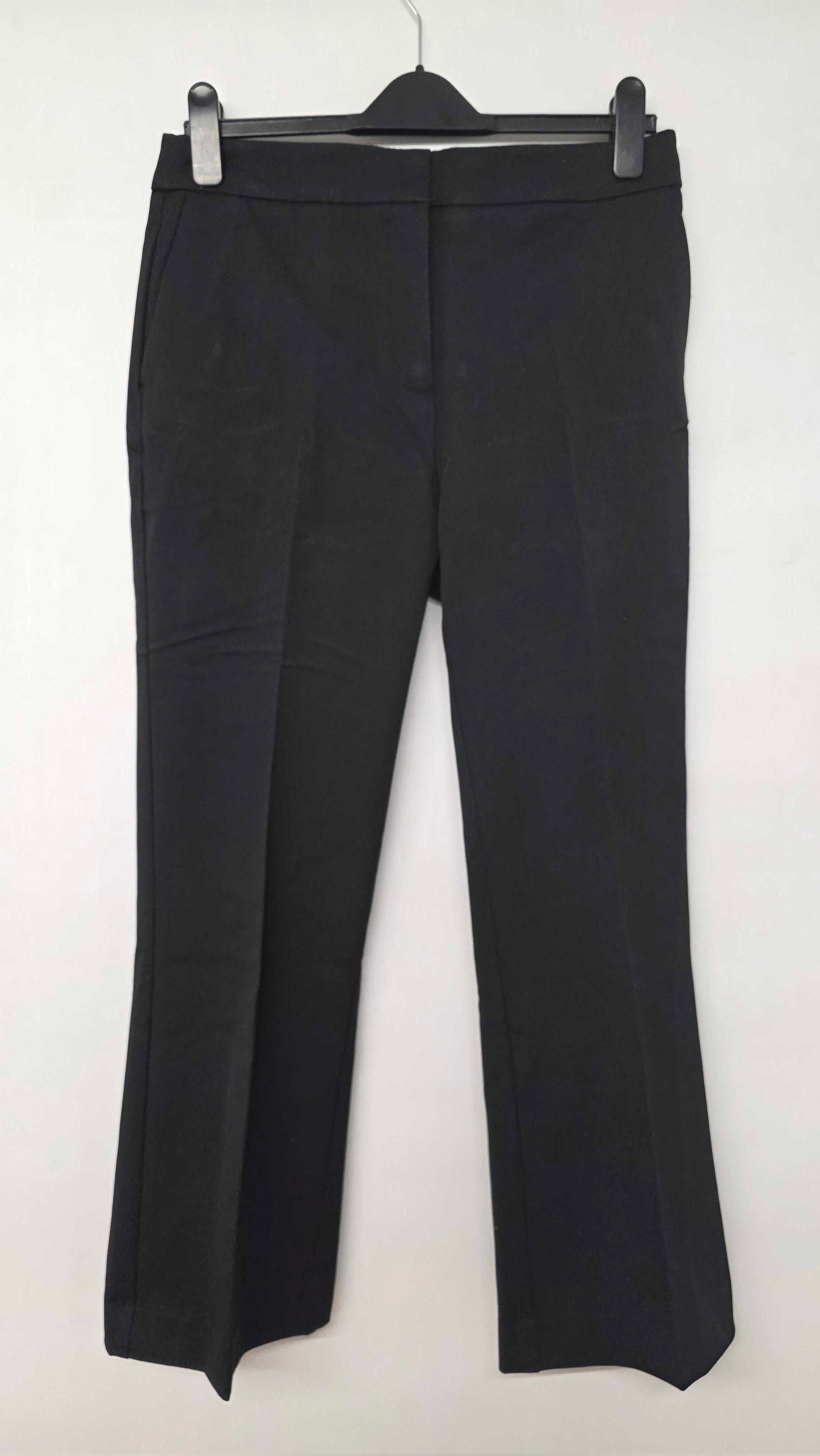 Mango - Black Flared Flowing Trousers - Black Size: Uk 12