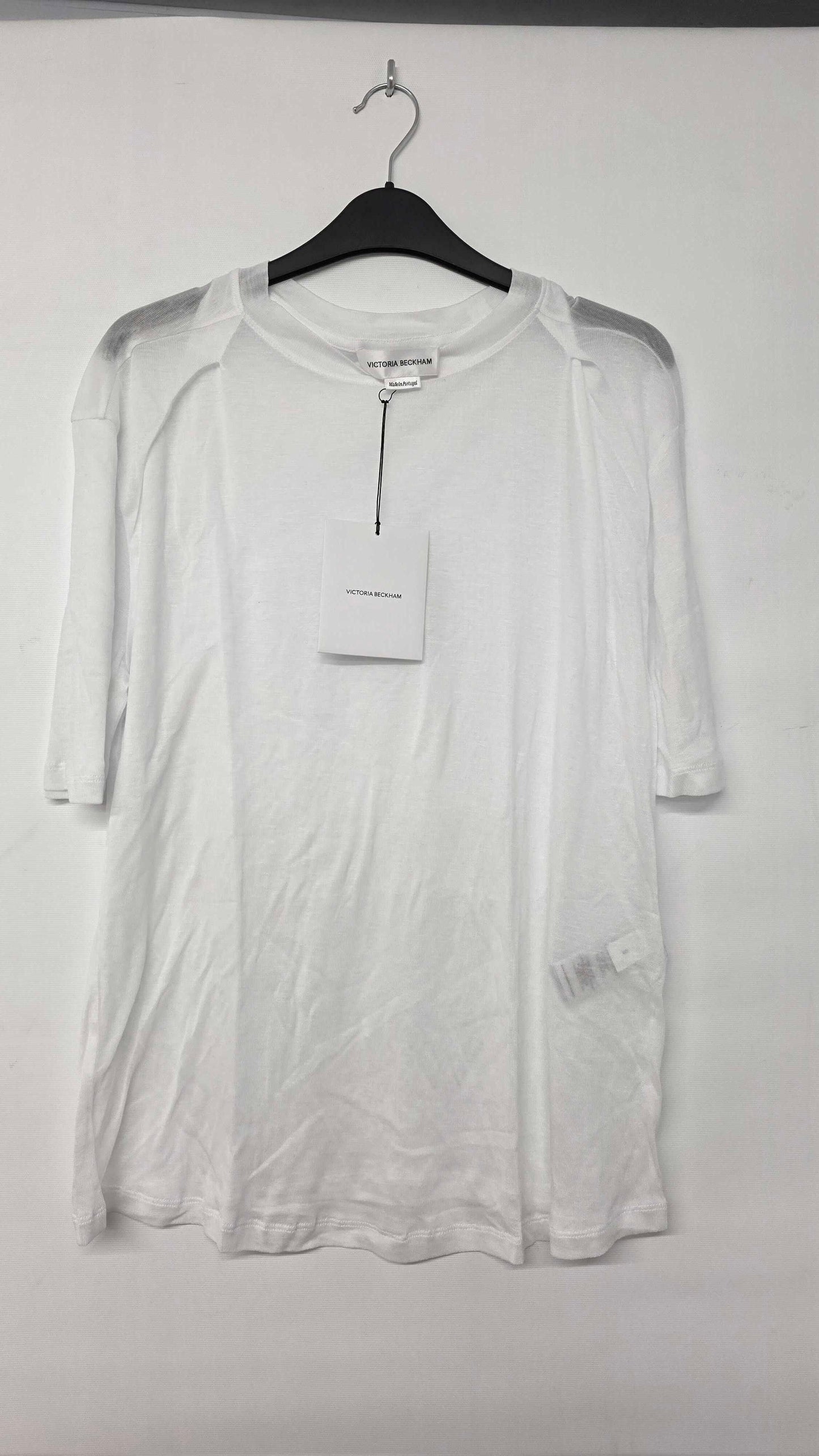Victoria Beckham - White Drape Sleeve T-shirt - White Size: S