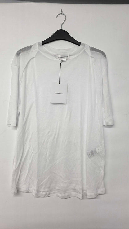 Victoria Beckham - White Drape Sleeve T-shirt - White Size: S