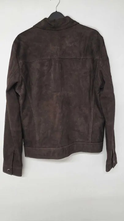 Reiss - Chocolate Clark Suede Bomber Jacket - Brown Size: M