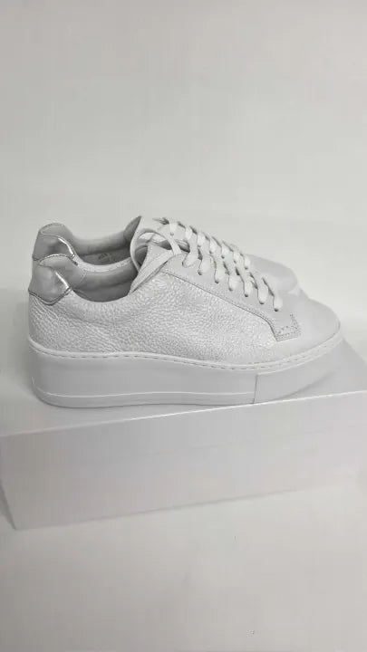 Russell & Bromley - Women's White/silver Park Up Trainer Size: Uk 6
