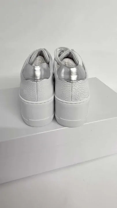 Russell & Bromley - Women's White/silver Park Up Trainer Size: Uk 6