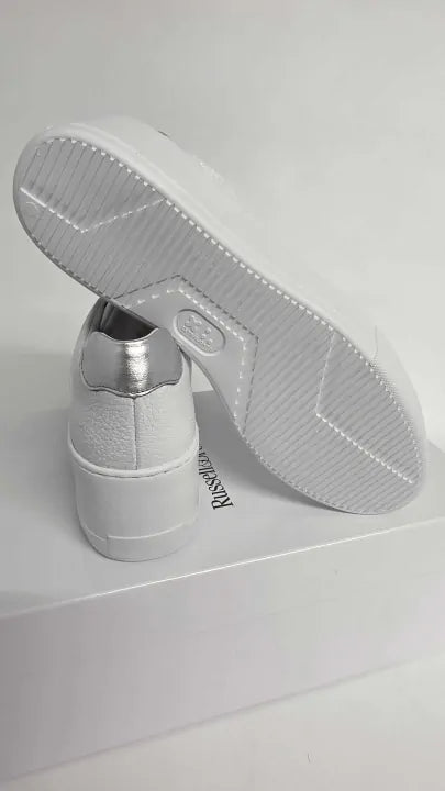 Russell & Bromley - Women's White/silver Park Up Trainer Size: Uk 6
