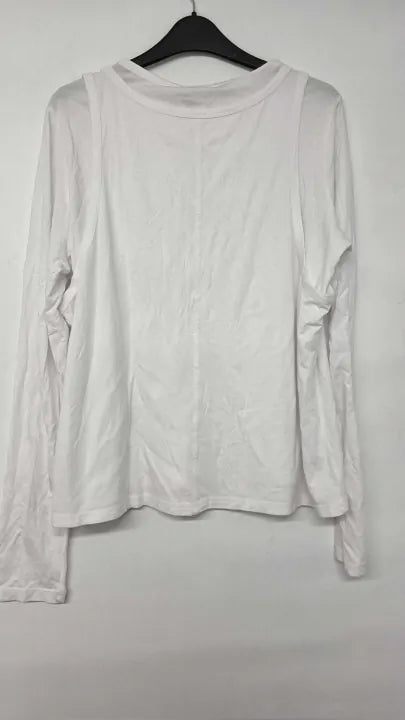 Hush - White Double Layer Long Sleeve Top - White Size: L