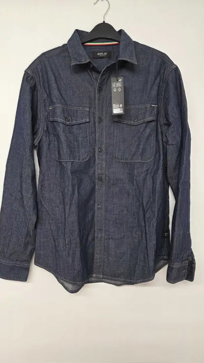 Replay - Rinse Wash Denim Shirt - Blue Size: L