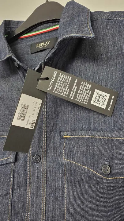 Replay - Rinse Wash Denim Shirt - Blue Size: L
