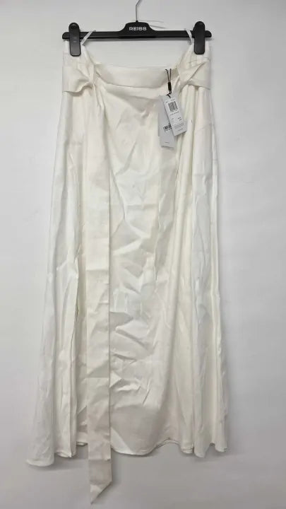 Reiss - White Abbey Linen Blend Maxi Skirt - White Size: Uk 14