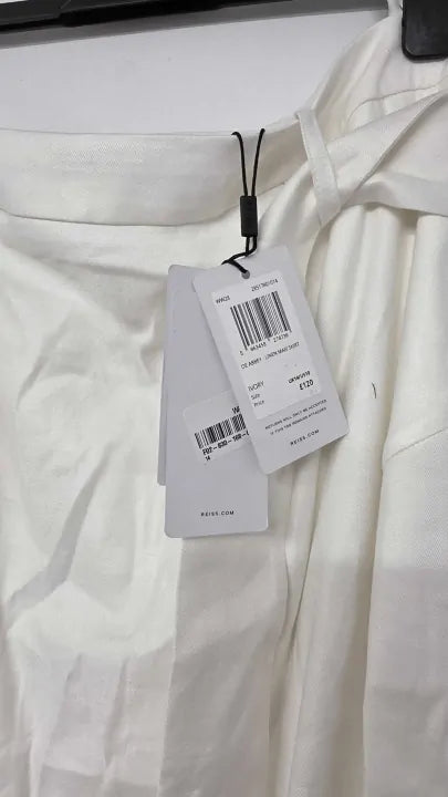 Reiss - White Abbey Linen Blend Maxi Skirt - White Size: Uk 14