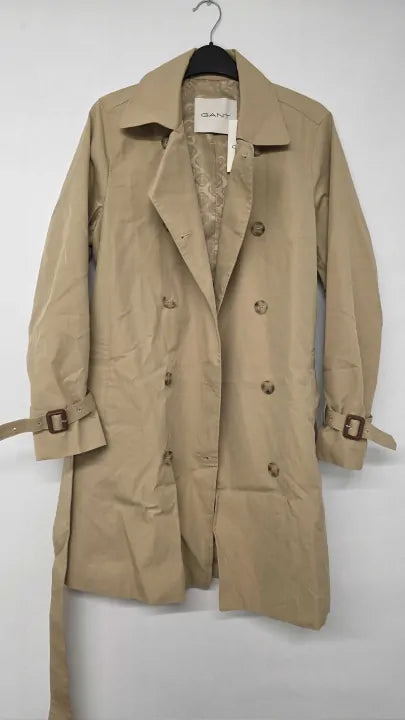 Gant - Stone Short Cotton Trench Coat - Beige Size: Xs
