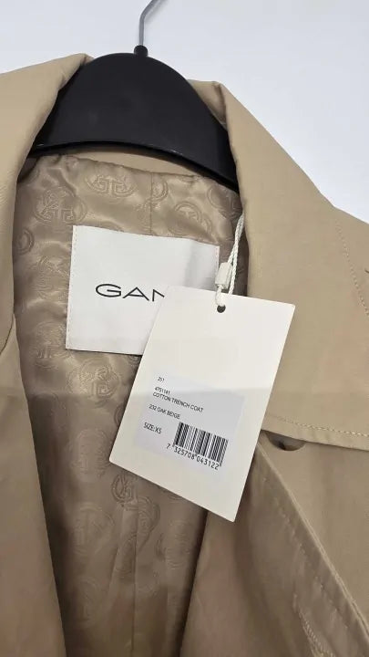 Gant - Stone Short Cotton Trench Coat - Beige Size: Xs