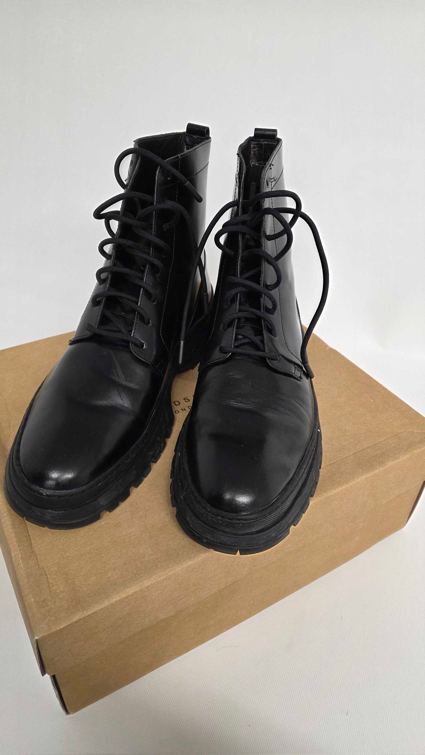 Hudson - Men's Black Lucas Leather Boot - Black Size: Uk 11