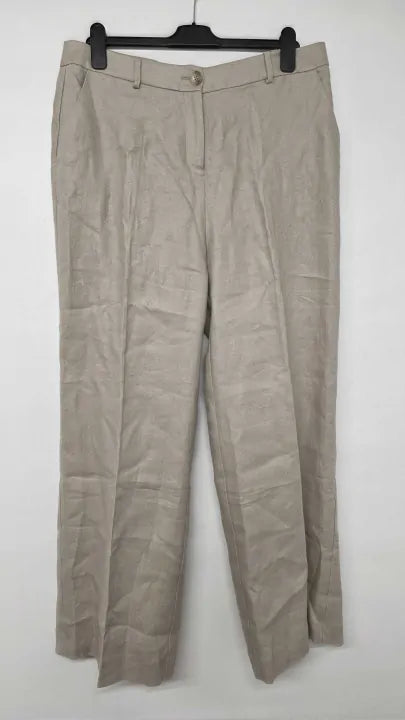 Hobbs London - Beige Roberta Linen Trousers - Beige Size: Uk 14