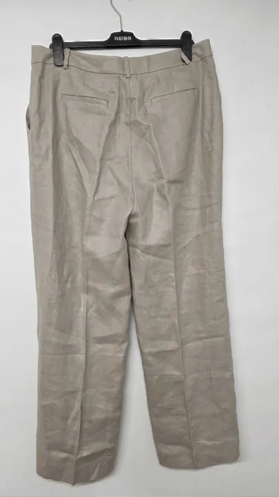 Hobbs London - Beige Roberta Linen Trousers - Beige Size: Uk 14