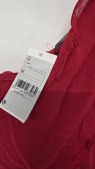 Mango - Red Asymmetric Ruffled Dress - Red Size: M