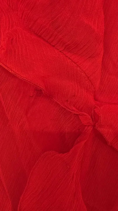 Mango - Red Asymmetric Ruffled Dress - Red Size: M