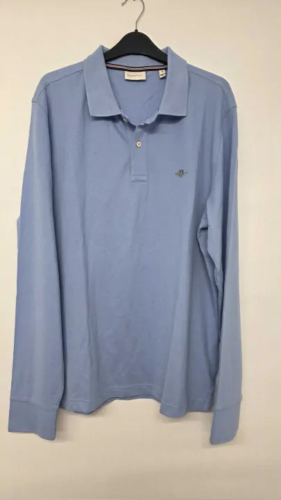 Gant - Light Blue Shield Logo Long Polo Shirt - Blue Size: Xl