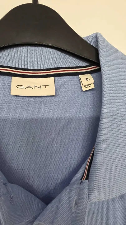 Gant - Light Blue Shield Logo Long Polo Shirt - Blue Size: Xl
